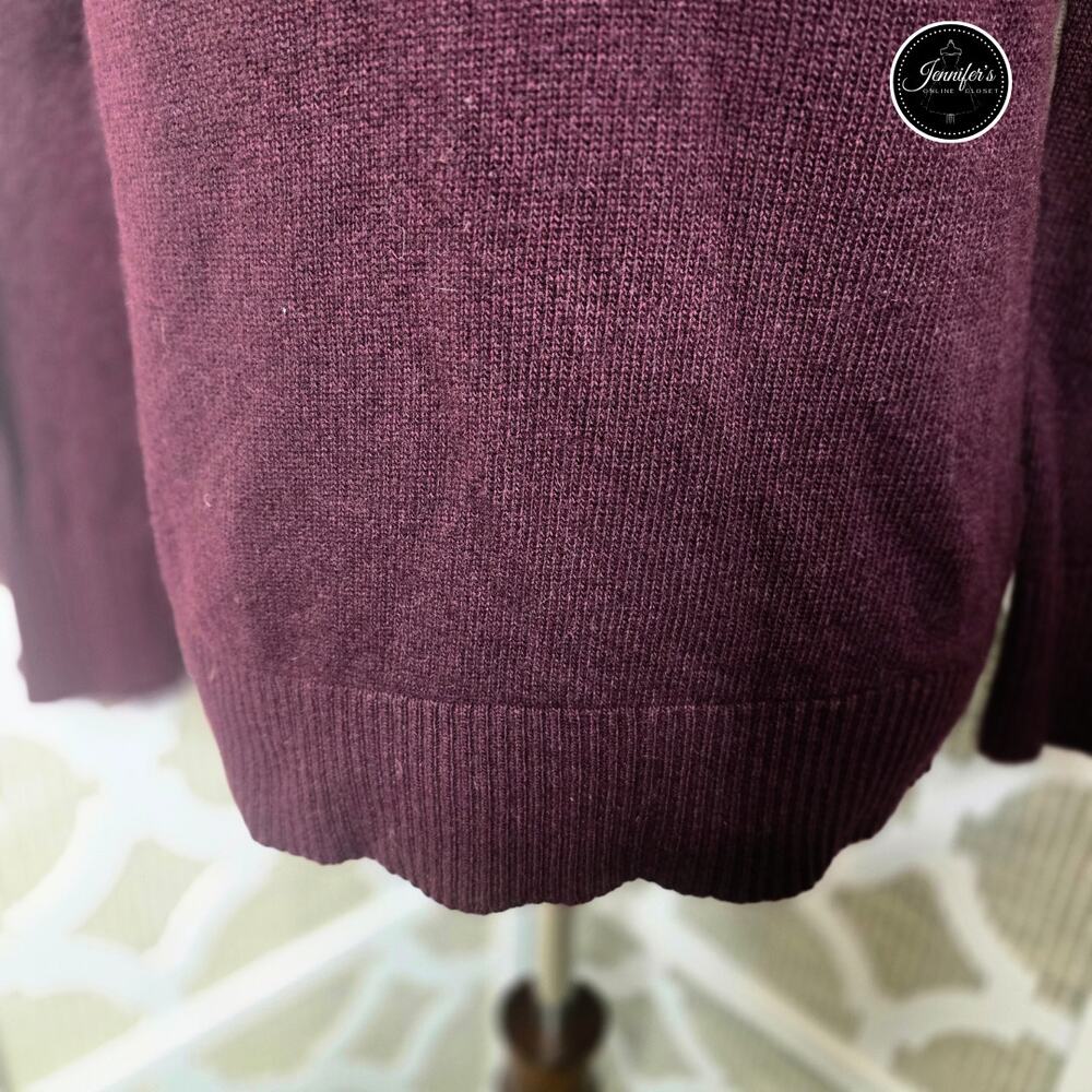 Banana Republic Women's Maroon Merino Wool Blend Button Back Sweater Size M - Picture 5 of 10